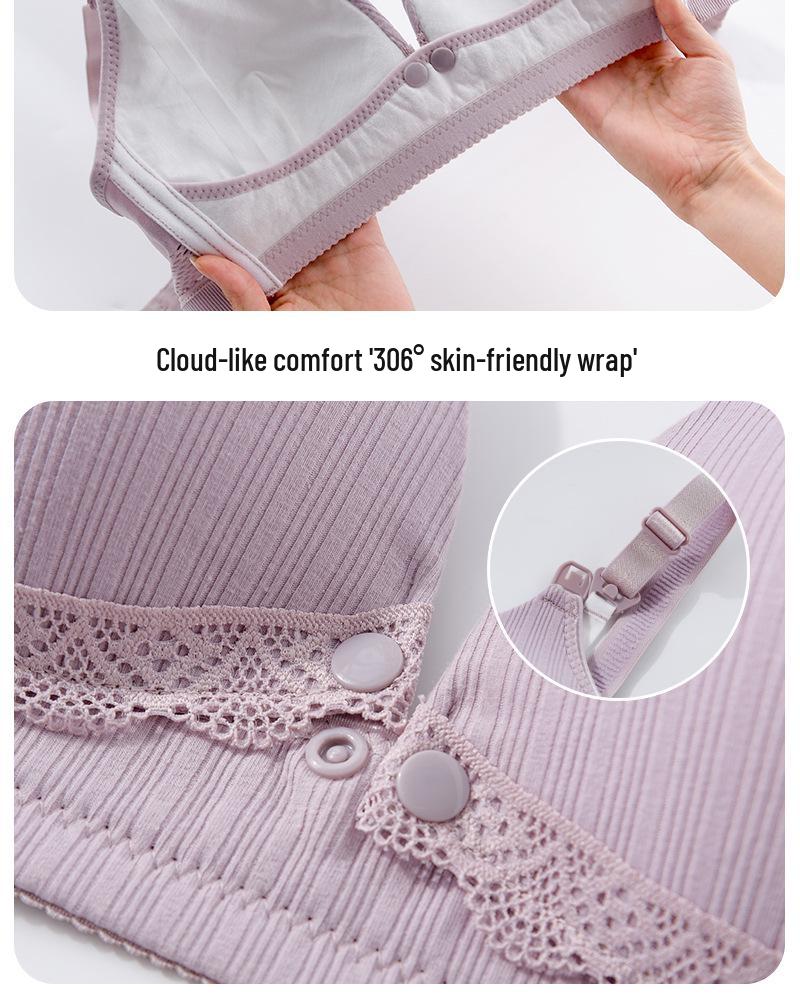 Maternity Nursing Bra: Anti-Sag, Full Support, Front Buckle, Pure Cotton Lining, Thin Design for Pregnancy & Breastfeeding.
