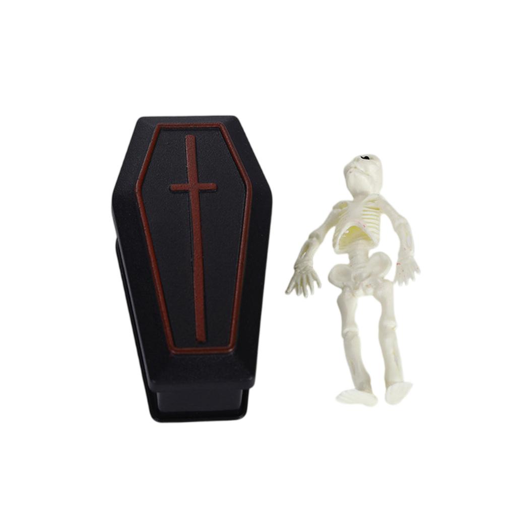 1set Miniature Coffin Skeleton Ornaments Halloween Decoration Prank Props For Parties Spooky Home Decor Fun Halloween Decor