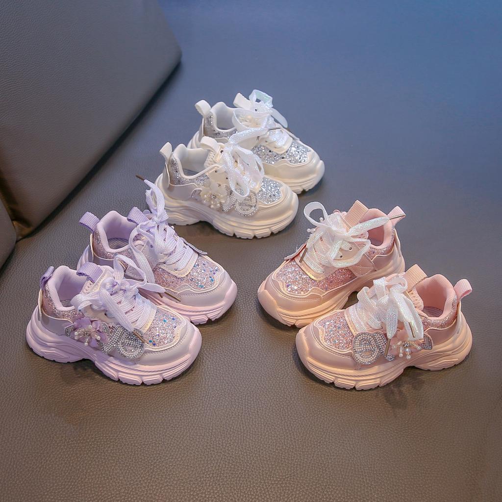 2025 Spring New Girls Sports Shoes Girls Shoes Soft Sole Non-slip Princess Shoes New Running Shoes Baby Shoes