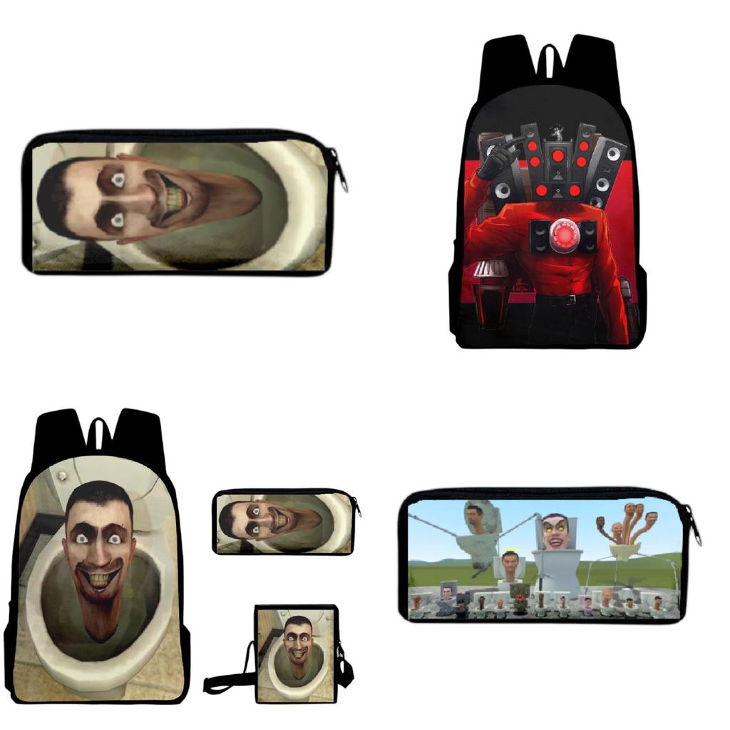 Skibidi Toilet Prank Backpack Set Fun And Versatile, Multiple Colors And Sizes Available, Suitable For All Genders