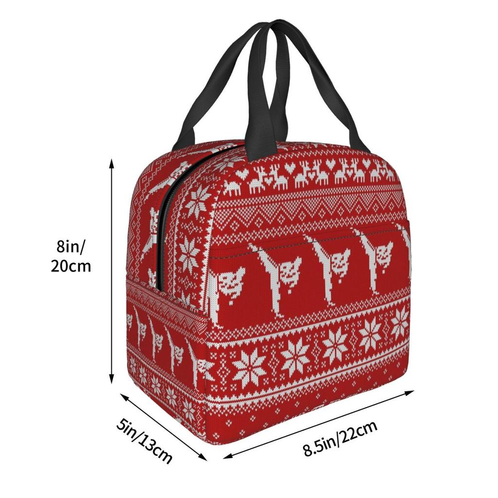 Maglione di Natale Brutto Karate Borsa Termica per Pranzo da Donna Frigo da Ufficio Contenitore Termico per Cibo Borsa Tote Contenitori Portatili per Pranzo