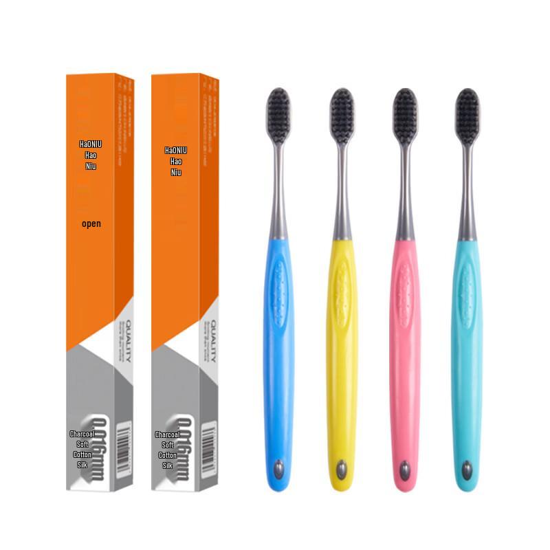 HAONIU Adult Charcoal Soft Bristle Toothbrush - 10-Pack