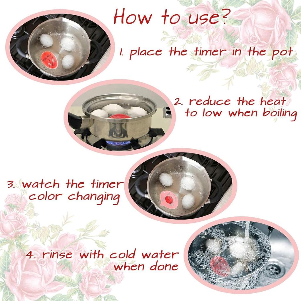 Röd Miljövänlig Harts Äggklocka - Färgskiftande Temperaturindikator för Perfekt Kokta Ägg Hemma Kök Matlagningsverktyg