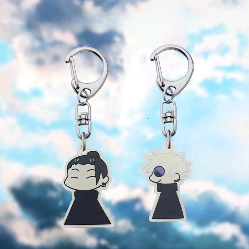 Nouveau porte-clés Anime Jujutsu Kaisen Cosplay Geto Suguru Satoru Gojo Pendentif clé assorti Porte-clés Bijoux de sac Cadeaux de vacances 5cm white
