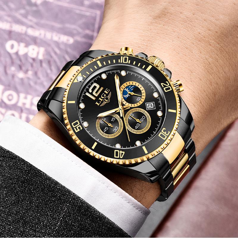 LIGE new quartz wristwatch fashion business men's watches waterproof man clock luminous watches for men reoojes de hombre+BOX