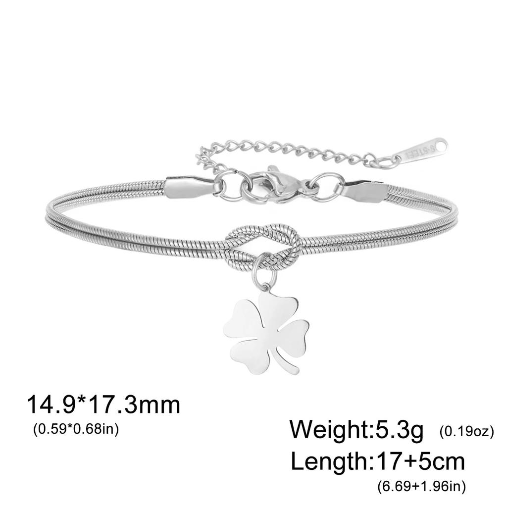 Lucky Clover Charm Bracelet Red Black Adjustable Handmade Rope String Beads Stainless Steel Jewelry Gifts for Women Couple