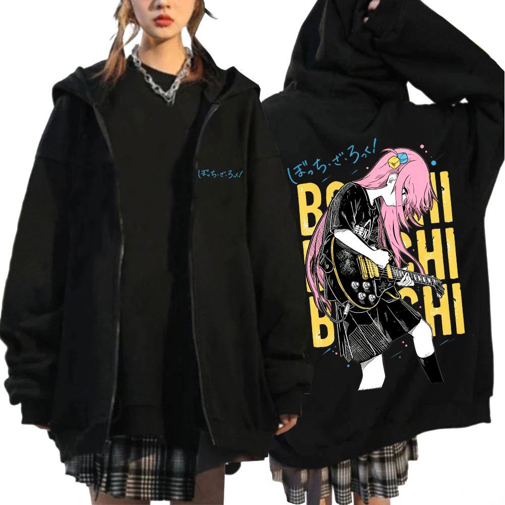Anime Bocchi The Rock Gotoh Hitori Zipper Hoodies Men Women Fashion Harajuku Long Sleeve Zip Up Hooded Sweatshirts Jackets Coats