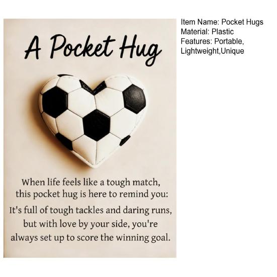 Football Pocket Hug Heart-Shaped Football Ornament with Inspirational Card Emotional Support Mini Pocket Hug
