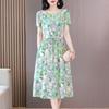 Summer Elegant Dresses Ladies  Slim Short Sleeve Casual Summer Women's Dresses Korean Style Vintage Clothes