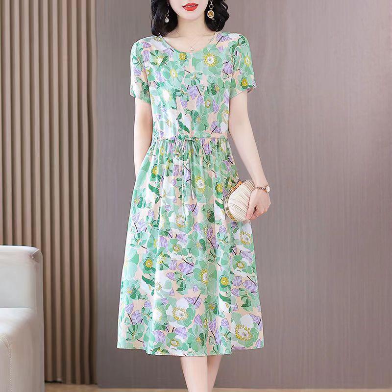 Summer Elegant Dresses Ladies Slim Short Sleeve Casual Summer Women's Dresses Korean Style Vintage Clothes