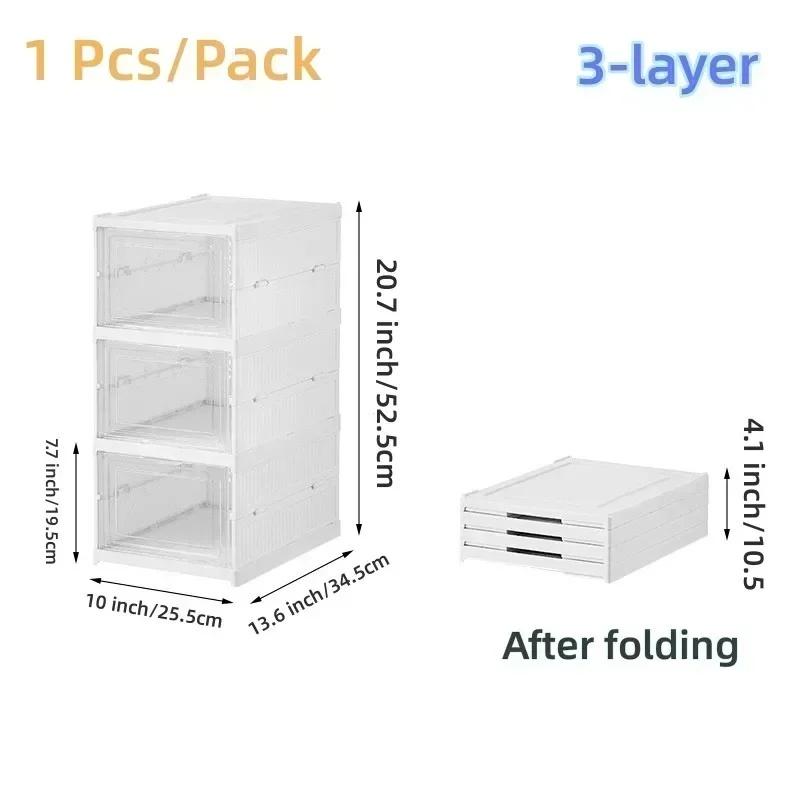 Integrated Folding Shoe Storage Box with Compartments for Increased Capacity, Space Saving, and Stability Without Tilting