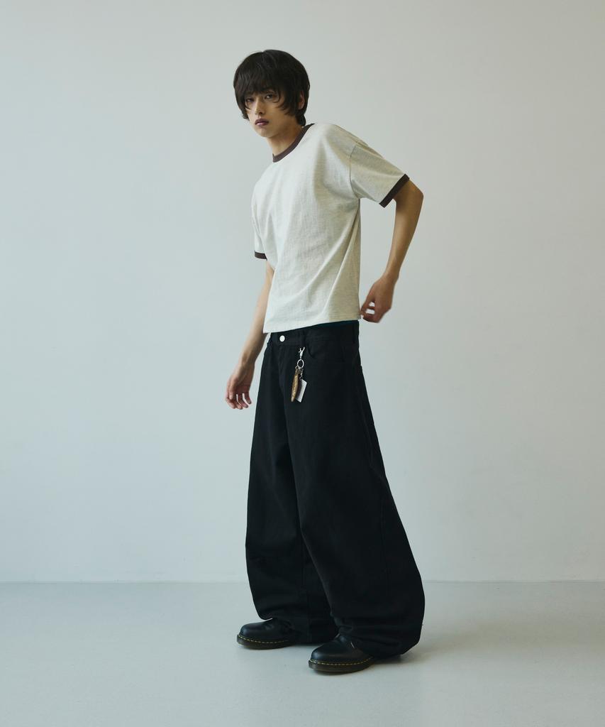 SIGNATURE Summer Wide Curved Dart Cotton Pants [Black]