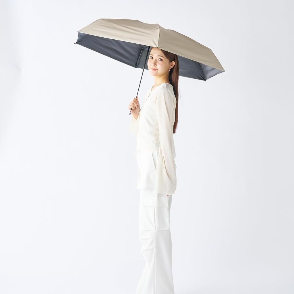 Magical Tech Protection Folding Light Heat and UV Suitable for Sun and Slim Easy Opening and Closing with Manual Solid 50cm Product Beige Parasol,