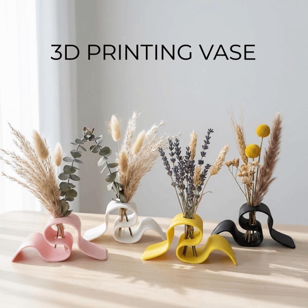 INS 3D Printing Vase Modern Plant Container Gift Wave Shape Flower Holder  Home Decor