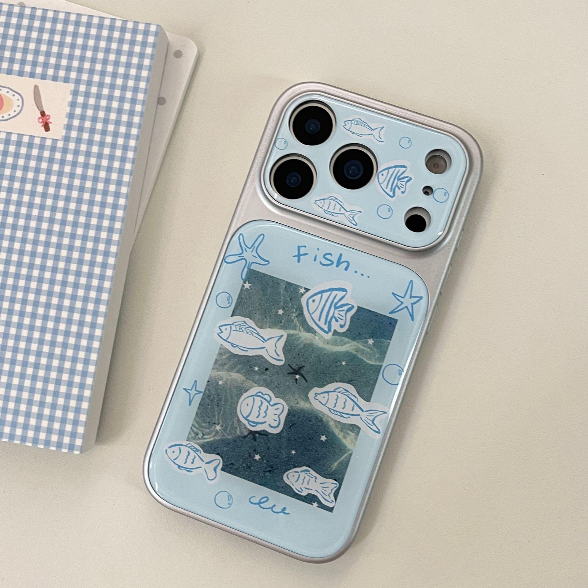 

Ocean Blue Small Fish iPhone 16/17 Pro Max Case for Apple 15 iPhone 16