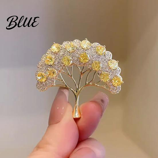 Statement Brooch Pin Wishing Tree Design Lapel Pin with Sparkling