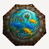 Underwater Marine Life pattern umbrella, portable and foldable design, 8 ribs, a casual accessory for Halloween, Christmas, and birthday gifts.