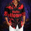 Men's Long Sleeve Casual Shirt with Halloween Print for Spring and Fall