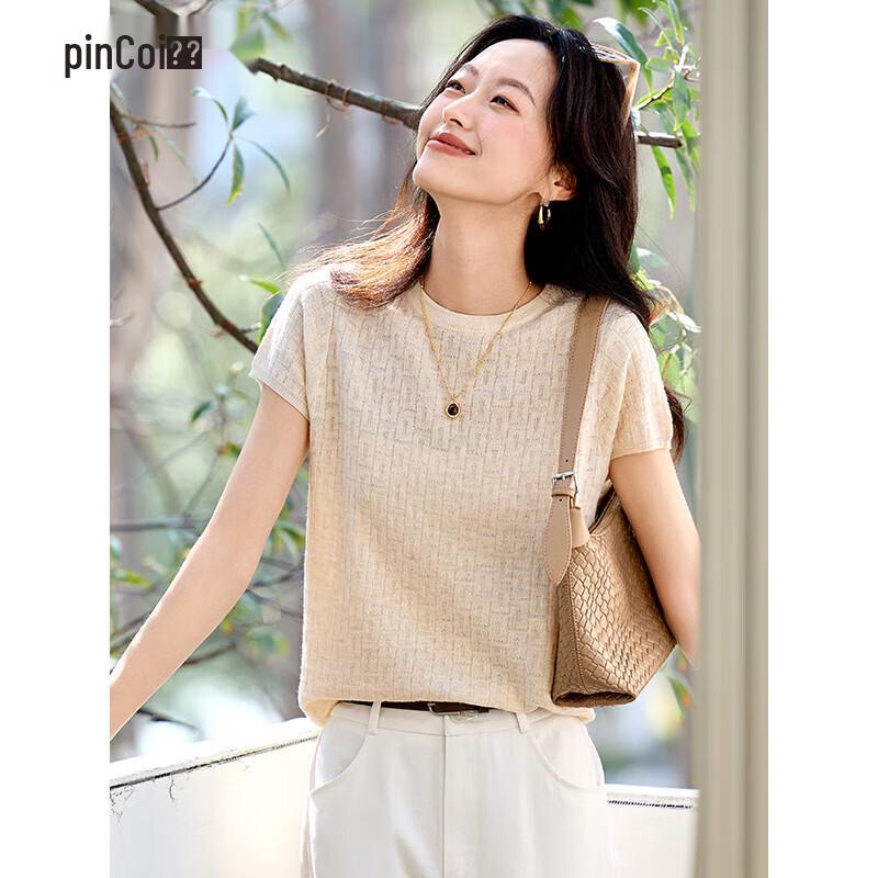 Women s Wool Blend Round Neck Knitted T-Shirt L