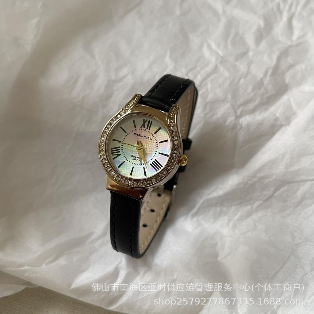 Cardamom Niche Color Fritillary Watch Female Style Student Simple Temperament Drill Surface Round Small Dial