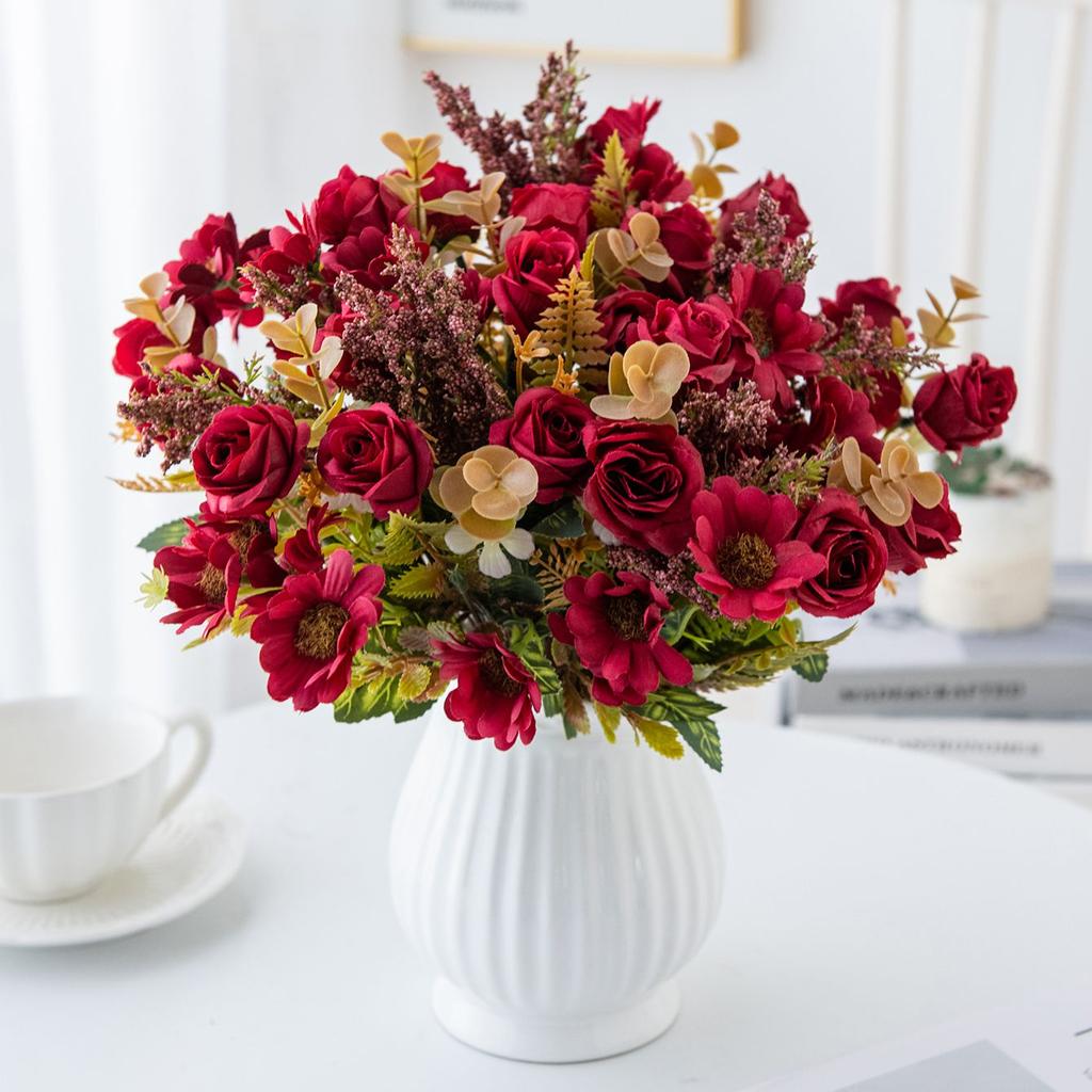 Artificial Flowers Rose High Quality Wedding Wreath Home Room Table Valentine's Outdoor Garden Decora Bridal Bouquet Diy Gifts