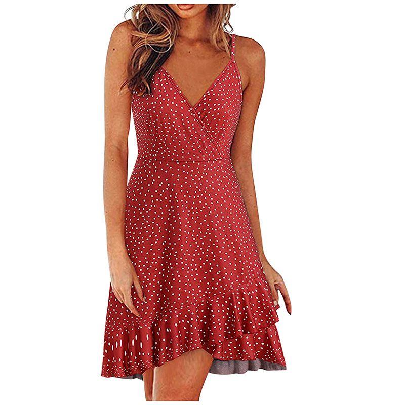 Swing Dress2025 Summer Women Clothes Sexy Fashion V-neck Sling Sleeveless Backless Print Swing Dress