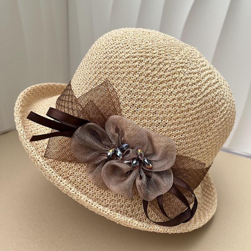 

Vintage Rose Flower Sun Hat For Women With Wide Brim Summer Sun Protection Style A