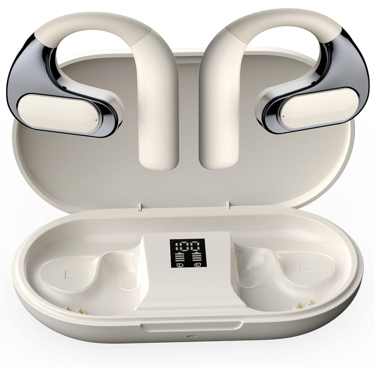 

Відкриті навушники Посилення якості звуку Бездротові навушники 54 години Playtime Bluetooth 5.4 навушники для ігор Спорт на свіжому повітрі Робота Навушники для подорожей білий