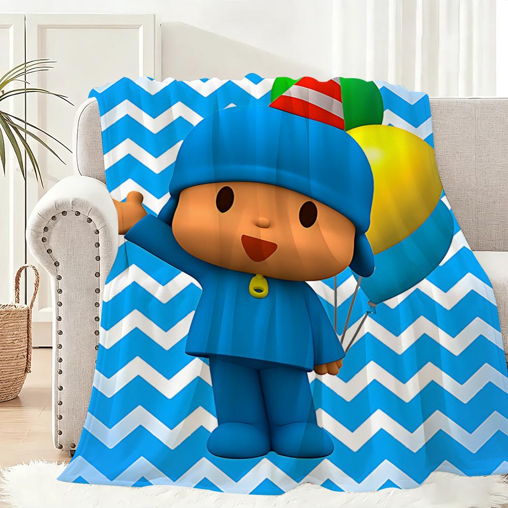 B-Boy-Girl-Pocoyo Throw Lightweight 240g Flannel Blanket Soft Skin-friendly for Summer Cooling 75x90cm