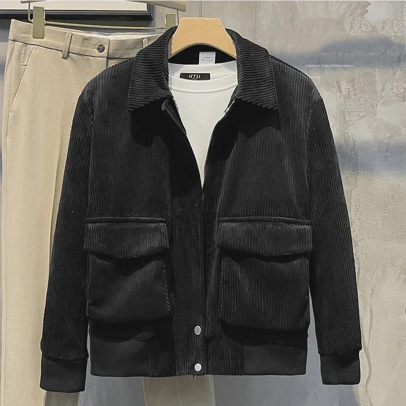 Men's Trendy Korean Style Corduroy Jacket - Autumn/Winter Fashionable Streetwear Top