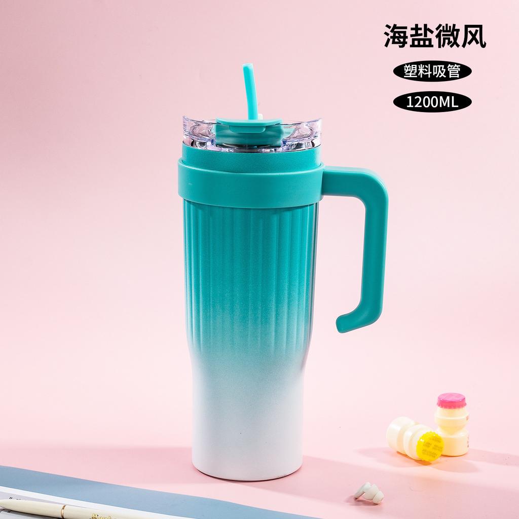 Big Mac gradual change handle ice cup oz large capacity handle car cup stainless steel straw thermos cup