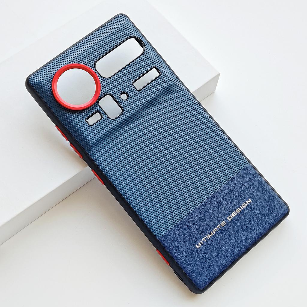Pentru ZTE Nubia Z80 Z70 Z70S Ultra Piele PU Prietenoasă cu Pielea Taste în Culori Contrastante Ramă Cameră Spate Protector Capac Moale