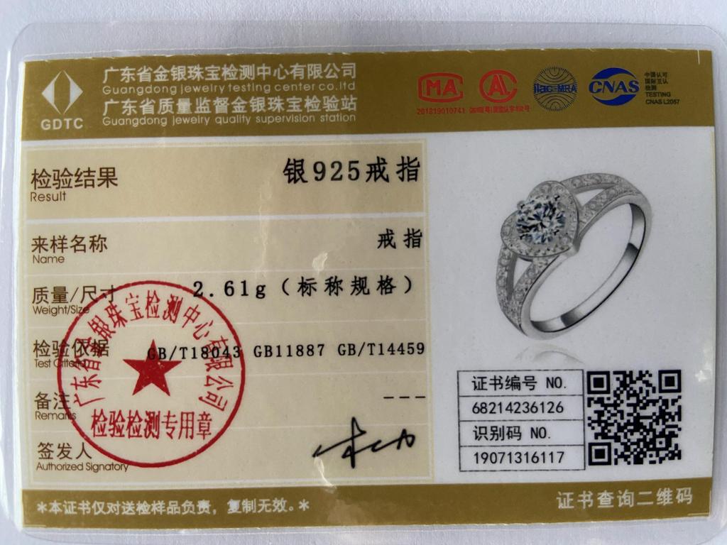 925 Sterlingsilber Herz AAA Zirkon Ring Frau Hochzeit Modeschmuck