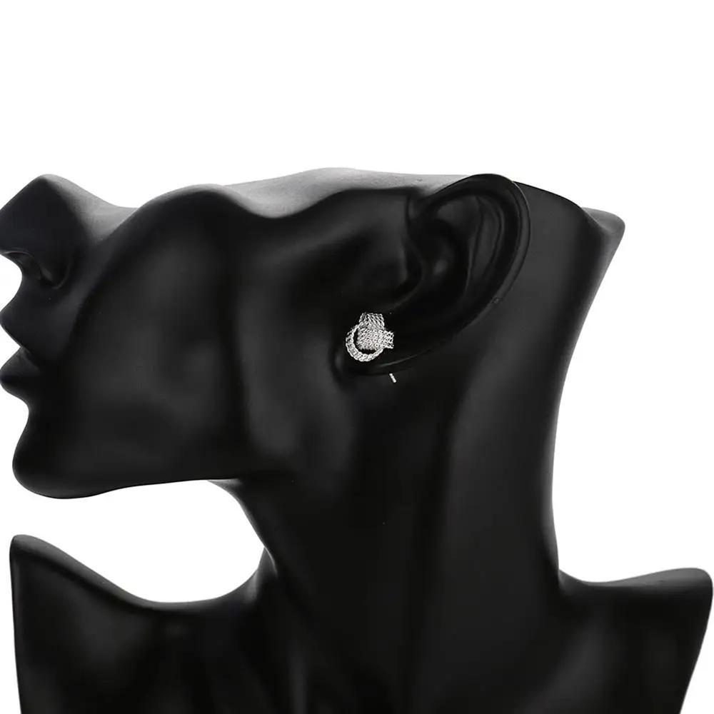 En gros Ensembles de Bijoux en Argent Sterling 925 Collier Rond Boucles d'Oreilles Puces Pour Femmes Mode Fête Mariage Cadeaux de Noël