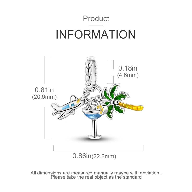 Charms Coppercoconut Tree Cocktail Airplane Beads Fit Charms Plataoriginal Bracelet Women Jewellery Making Gifts
