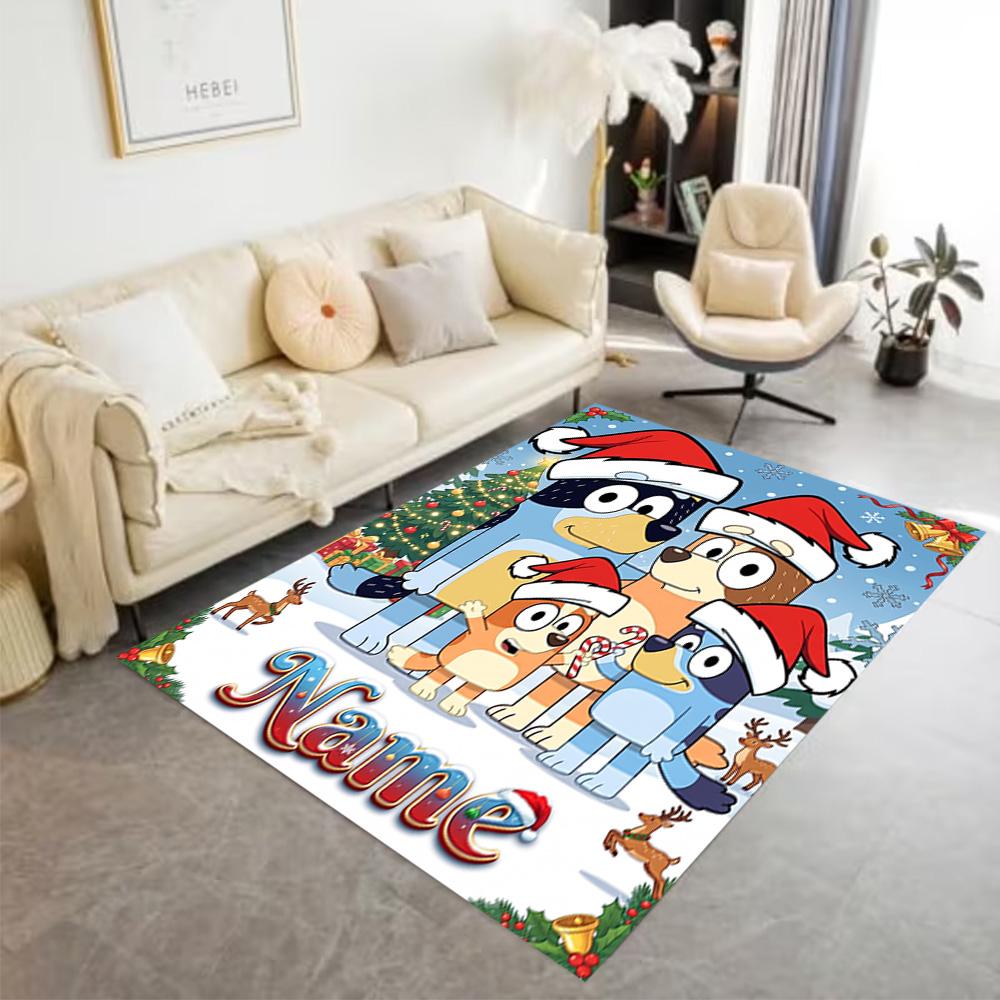 Merry Christmas Celebration Personalized Name Floor Mat Design for Playrooms Foyer Game Room Kitchen Anti-slip Rug Office home decor Wedding Party Gif