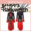 Conjunto de Fantasia de Pirata Feminina com Vestido Vermelho, Chapéu e Cinto Perfeito para Festas de Halloween