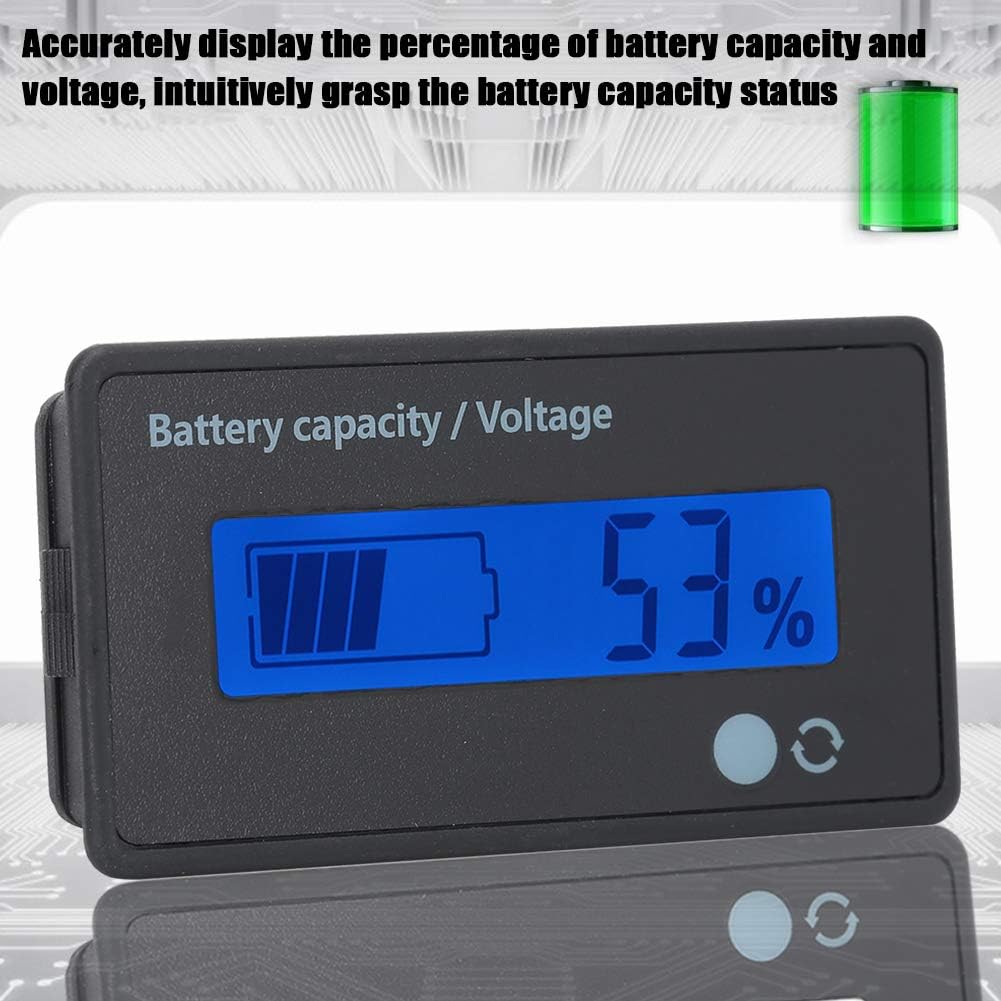 LCD Digital Battery Capacity Monitor with Flashing Alarm, 12-84V Voltage Meter Monitor/Battery Capacity Tester for - Battery, Lithium Battery,