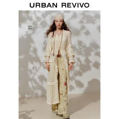 UR Women's 2025 Autumn Island Vacation Textured Short Cardigan