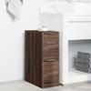 Narrow Bathroom Cabinet with Casters Oak Effect Wood Material