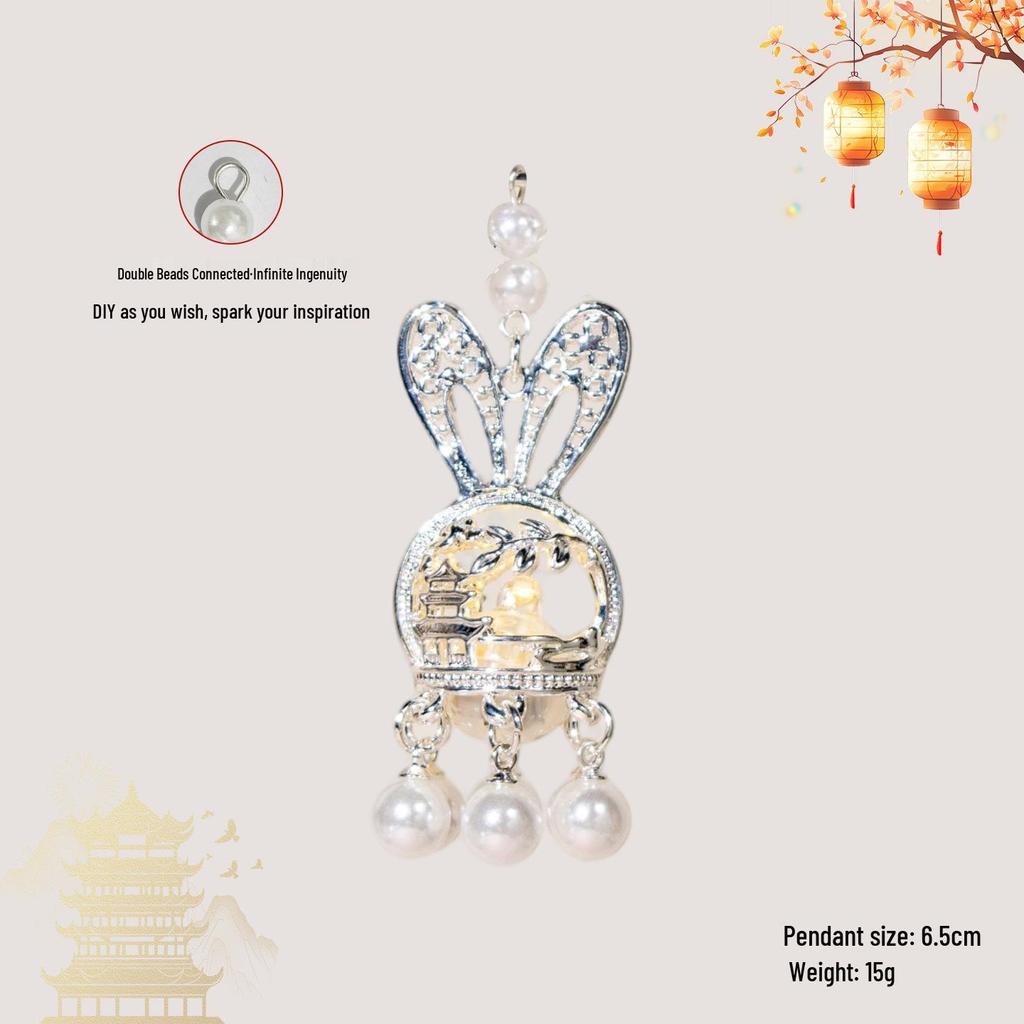 Luminous DIY Palace Lantern Fan Pendant Magnet Keychain Ornament - Ancient Style Accessory