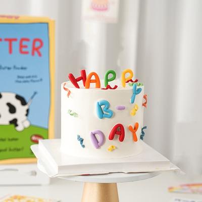 10Pcs/Set Colorful Birthday Happy Letter Decor Soft Rubber Cake Decoration Candy Color Cake Topper Children Party Supplies