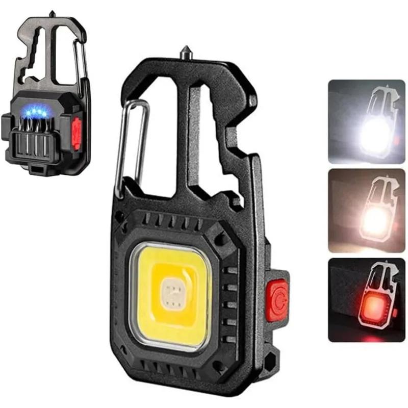 Portable Flashlight Keychain Light Mini Flashlight Multifunction Bottle Opener with 7 Modes Mini Pocket for Walking Camping