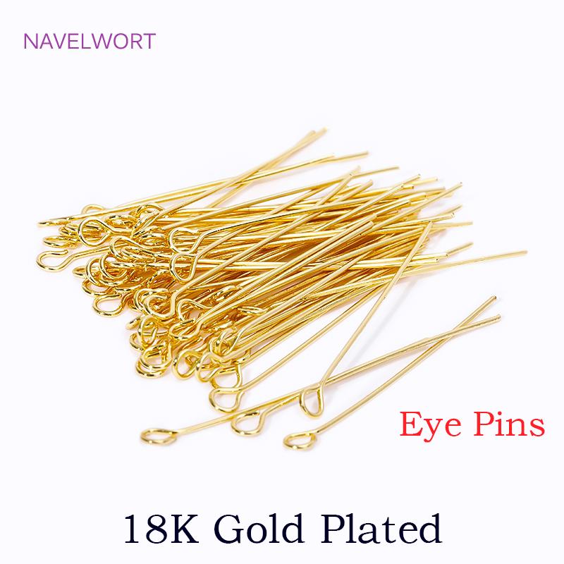 

Wholesale 50pcs/Lot 18K Gold Plated Brass Ball Head/Flat Head/Eye Head Pins For Jewelry Making Supplies DIY Beading Accessories 20mm-50 pieces