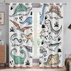 Set Of 2 Funny Cartoon Dinosaur Print Curtains Bedroom Living Room Kitchen Children Decorative Can Be Made Polyester Window Treatment