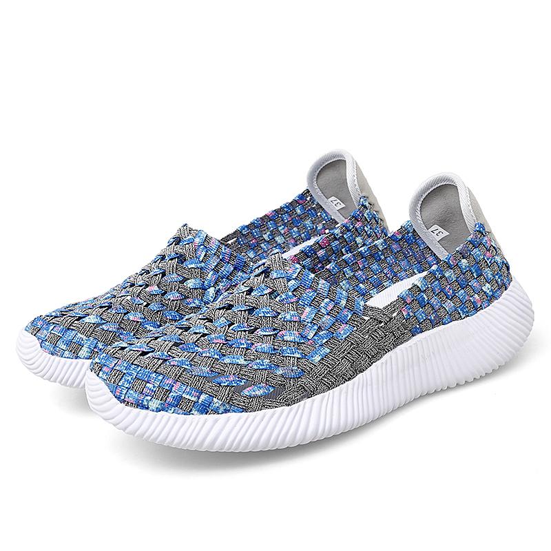 Summer Moccasin Pink Beach Walking Shoes Women Multicolor Casual Weave Soft Slip on Braided Flats Sneakers Plus Size