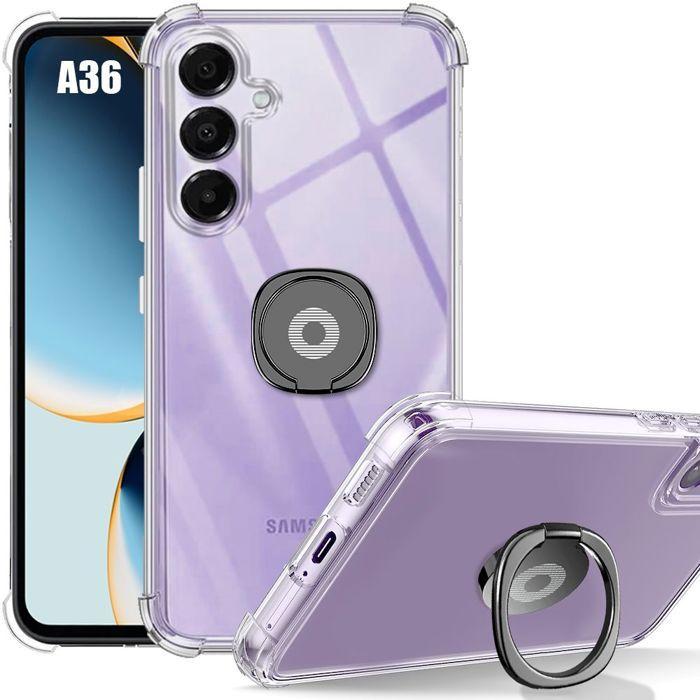 Coque pour Samsung Galaxy A36, Protection Transparente Silicone avec Support Noir - BOOLING
