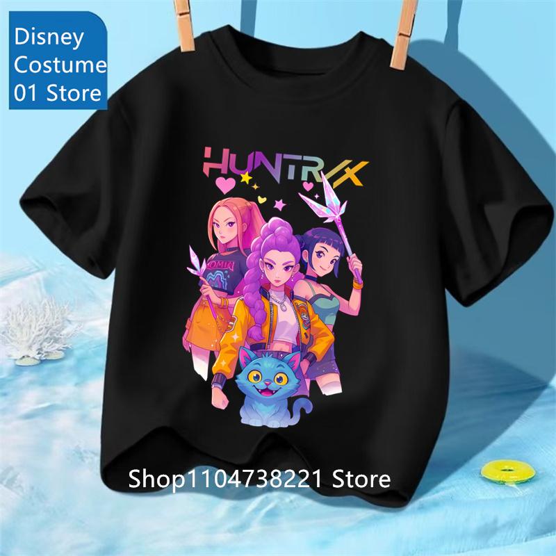 

Kpop Охотники на демонов Huntrix Футболки для детей Мальчиков Девочек Летние Повседневные Топы Футболки с коротким рукавом и графикой Футболка Kpop Охотники на демонов 130