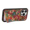 For iPhone 16 Pro Max Case with Card Holder Flowers Design Leather Phone Cover Kickstand