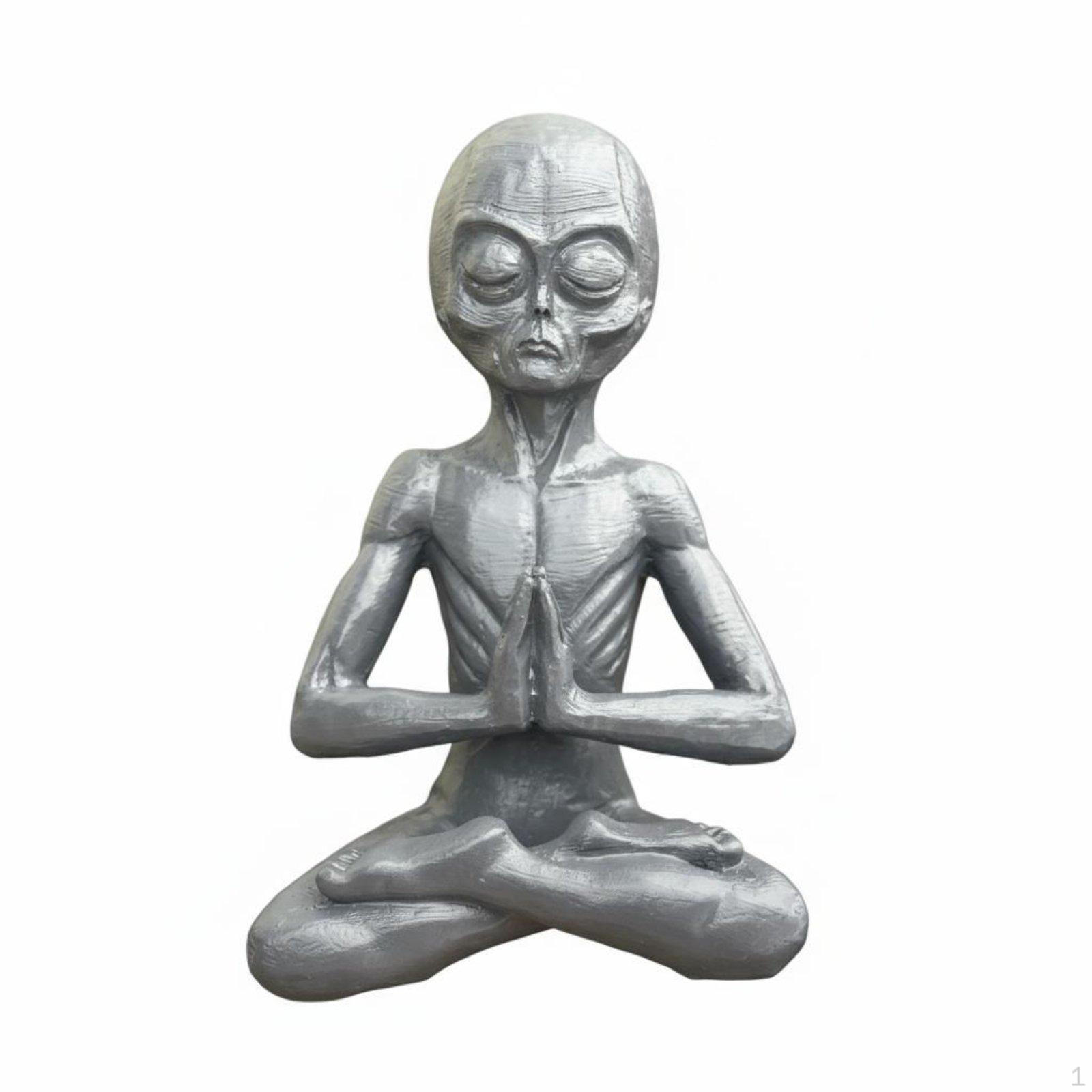 Meditation Alien Figurine Creative Design Meditating Statue Details Extraterrestrial Decor for Alien
